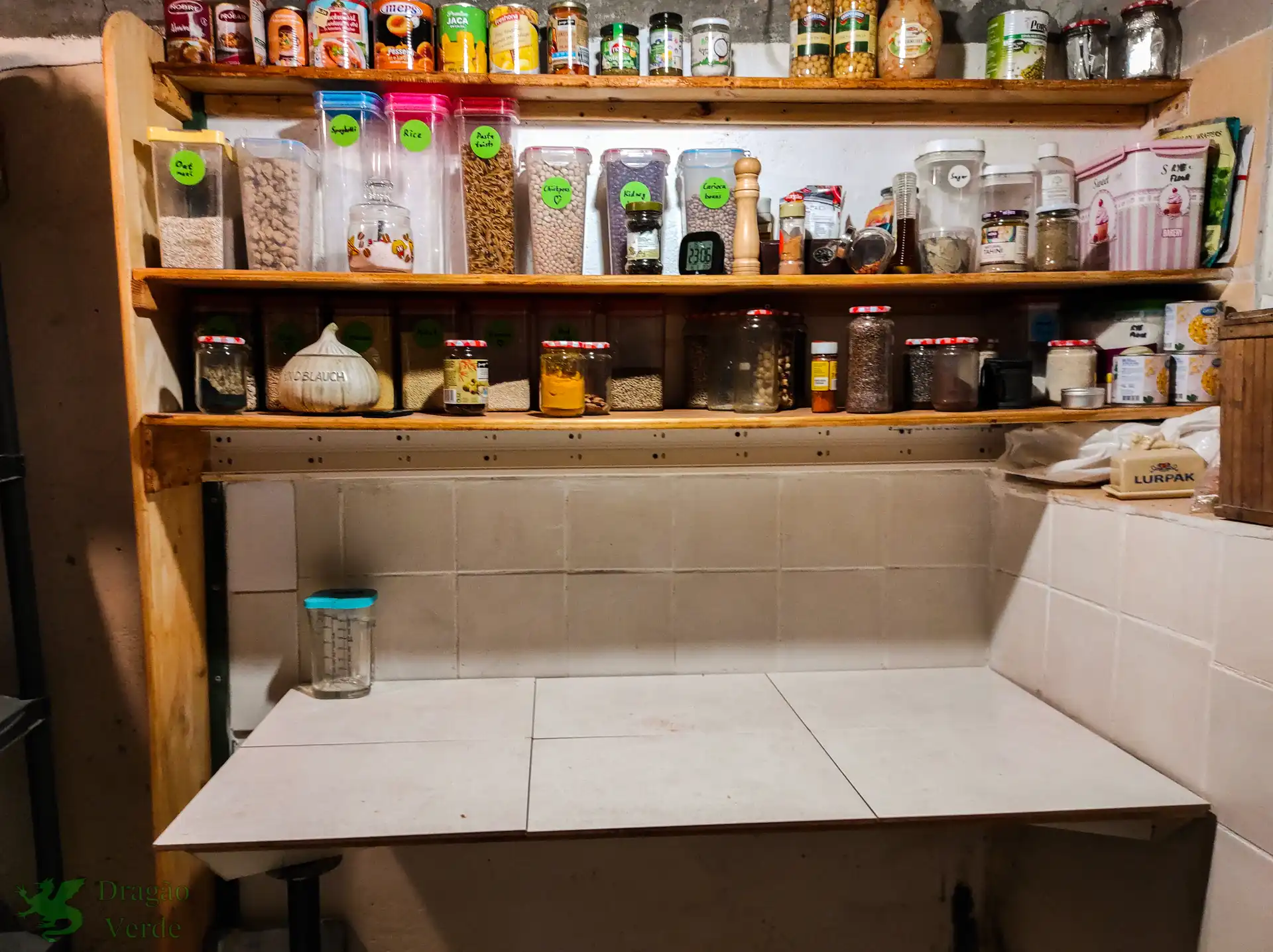 The maids' kitchen worktop